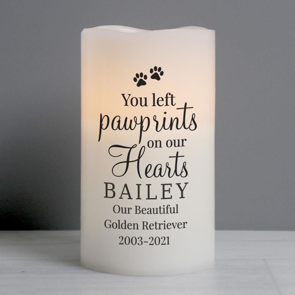 Personalised Pawprints On Our Hearts LED Candle Extra Image 3